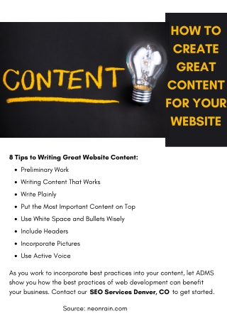 HOW TO CREATE GREAT CONTENT FOR YOUR WEBSITE
