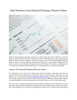 Ideal Solutions from Financial Planning Winston Salem