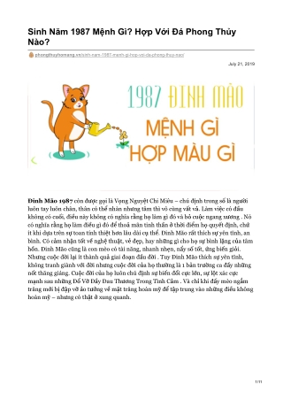 Sinh Năm 1987 Mệnh Gì? Hợp Với Đá Phong Thủy Nào?