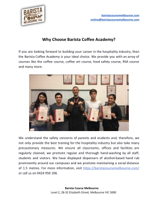 Why Choose Barista Coffee Academy?