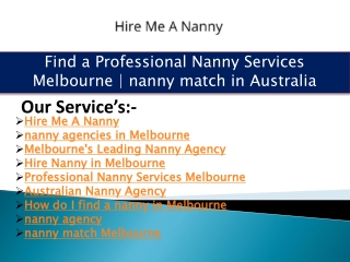 How do I find a nanny in Melbourne
