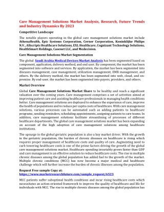 Care Management Solutions Market Analysis, Research, Future Trends and Industry Dynamics By 2023
