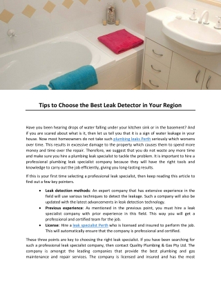 Tips to Choose the Best Leak Detector in Your Region