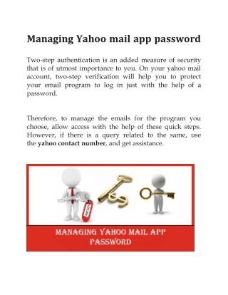 Managing Yahoo mail app password