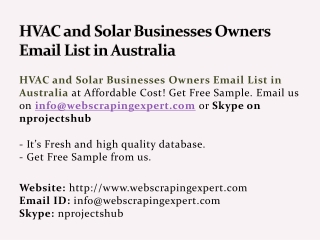 HVAC and Solar Businesses Owners Email List in Australia
