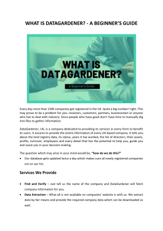 Extract Business Data Using DataGardener's services Now!