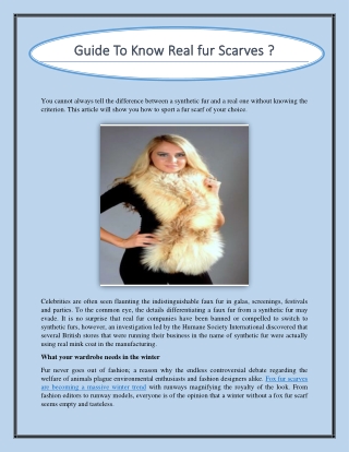 Guide To Know Real fur Scarves