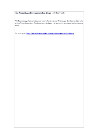 Hire Android App Development San Diego - AIS Technolabs