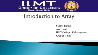 Introduction to Arrays - IIMT Group of Colleges