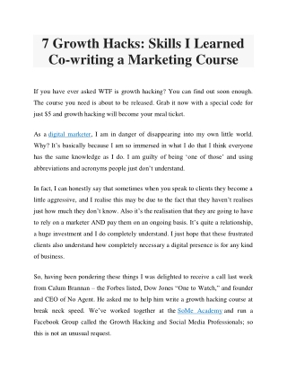 7 Growth Hacks Skills I Learned Co-writing a Marketing Course
