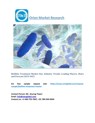 Biofilms Treatment Market Size, Growth, Industry Trends, Share and Forecast 2019-2025