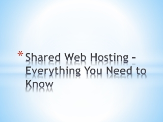Shared web hosting – everything you need to know