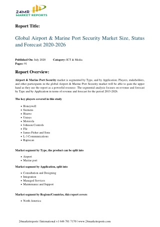 Airport & Marine Port Security Market Size, Status and Forecast 2020-2026