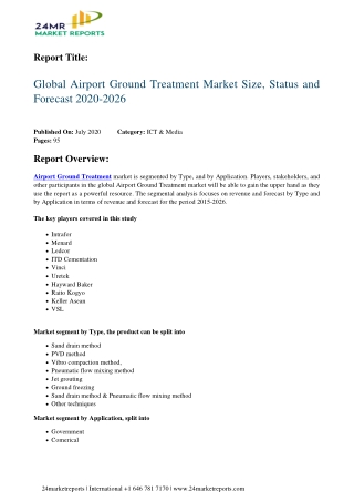 Airport Ground Treatment Market Size, Status and Forecast 2020-2026