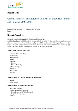 Artificial Intelligence in BFSI Market Size, Status and Forecast 2020-2026