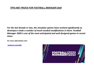 TIPS AND TRICKS FOR FOOTBALL MANAGER 2020