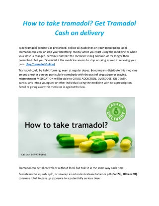 How to Take Tramadol Get Tramadol Cash on Delivery