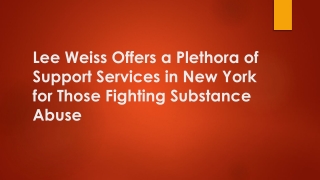 Lee Weiss Offers a Plethora of Support Services in New York for Those Fighting Substance Abuse