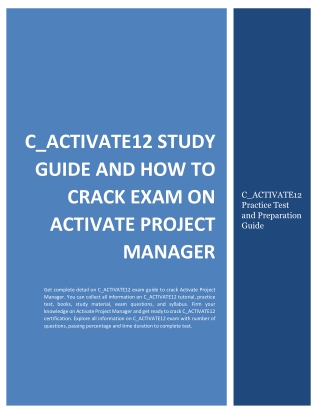 How to Prepare for C_ACTIVATE12 exam on Activate Project Manager