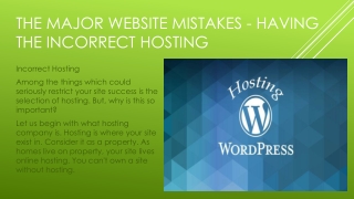The Major Website Mistakes - Having The Incorrect Hosting