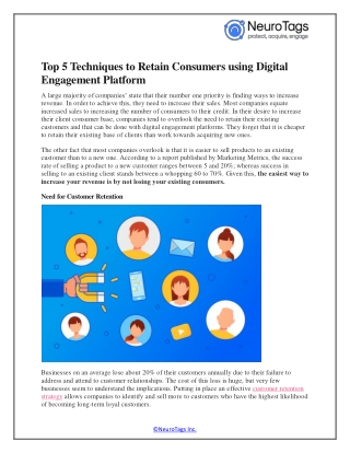 Top 5 Techniques to Retain Consumers using Digital Engagement Platform