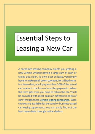 Essential Steps to Leasing a New Car