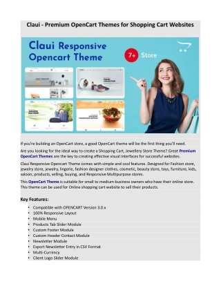 Claui – Premium OpenCart Themes for Shopping Cart Websites