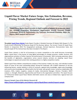 Liquid Flavor Market 2020 Global Industry Size, Share, Revenue to 2025