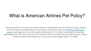 What is American Airlines Pet Policy?