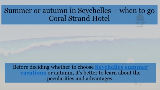 Summer or autumn in Seychelles – when to go by Coral Strand Hotel