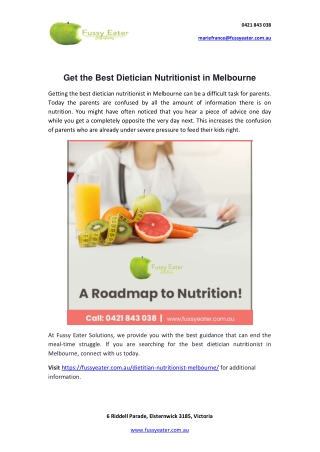 Get the Best Dietician Nutritionist in Melbourne