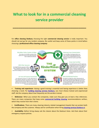 What to look for in a commercial cleaning service provider
