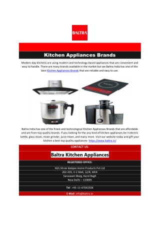 Kitchen Appliances Brands