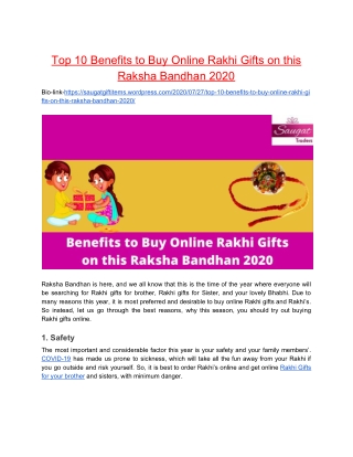 Top 10 Benefits to Buy Online Rakhi Gifts on this Raksha Bandhan 2020