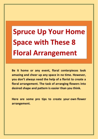 Spruce Up Your Home Space with These 8 Floral Arrangement