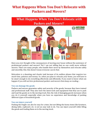 What Happens When You Don’t Relocate with Packers and Movers?