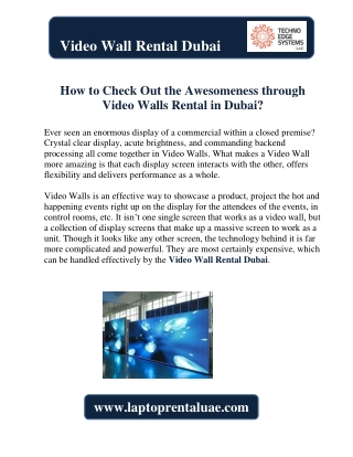 How to Check Out the Awesomeness through Video Walls Rental in Dubai?