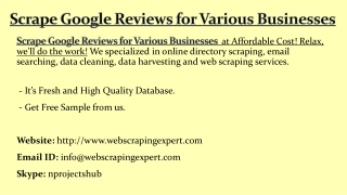 Scrape Google Reviews for Various Business