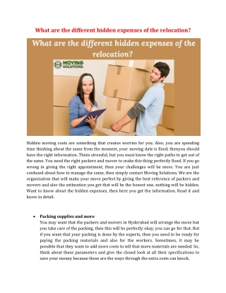 What are the different hidden expenses of the relocation?