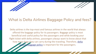 What is Delta Airlines Baggage Policy and fees?