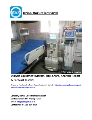 Dialysis Equipment Market Growth, Size, Share, Industry Report and Forecast 2022