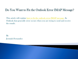 Do You Want to Fix the Outlook Error IMAP Message?