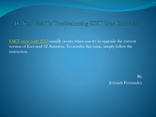 Do You Want To Troubleshooting ESET Error Code 2753?