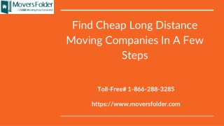 Find Cheap Long Distance Moving companies in a few Steps