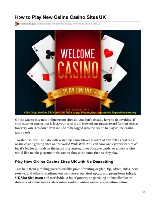 How to Play New Online Casino Sites UK