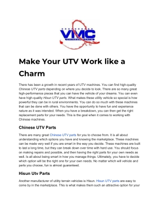 Make Your UTV Work like a Charm