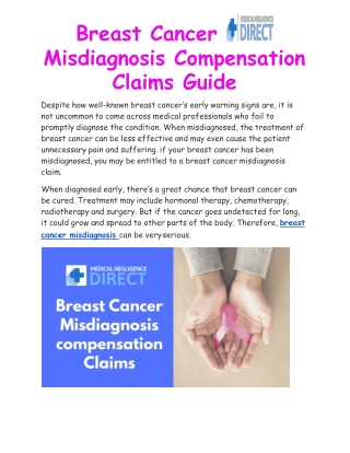 Breast Cancer Misdiagnosis Compensation Claims Guide - Medical Negligence Direct