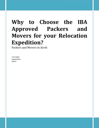 Why to Choose the IBA Approved Packers and Movers for Your Relocation Expedition?