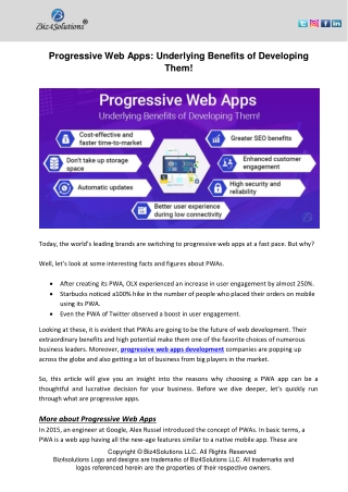 Progressive Web Apps: Underlying Benefits of Developing Them!
