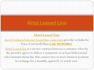 Airtel Leased Line Connection Provider in India | Price/Cost and Tariff Plans